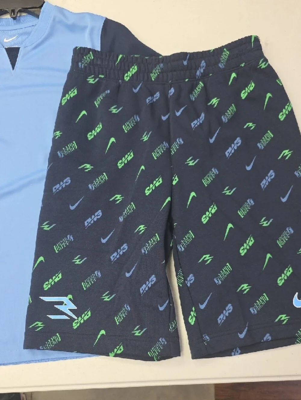 Nike Light Blue & Navy Boys' Athletic Tee and Shorts Set - Picture 2 of 5